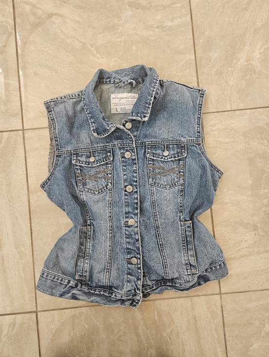 Aéropostale Distressed Blue Denim Vest - Picture 10 of 14